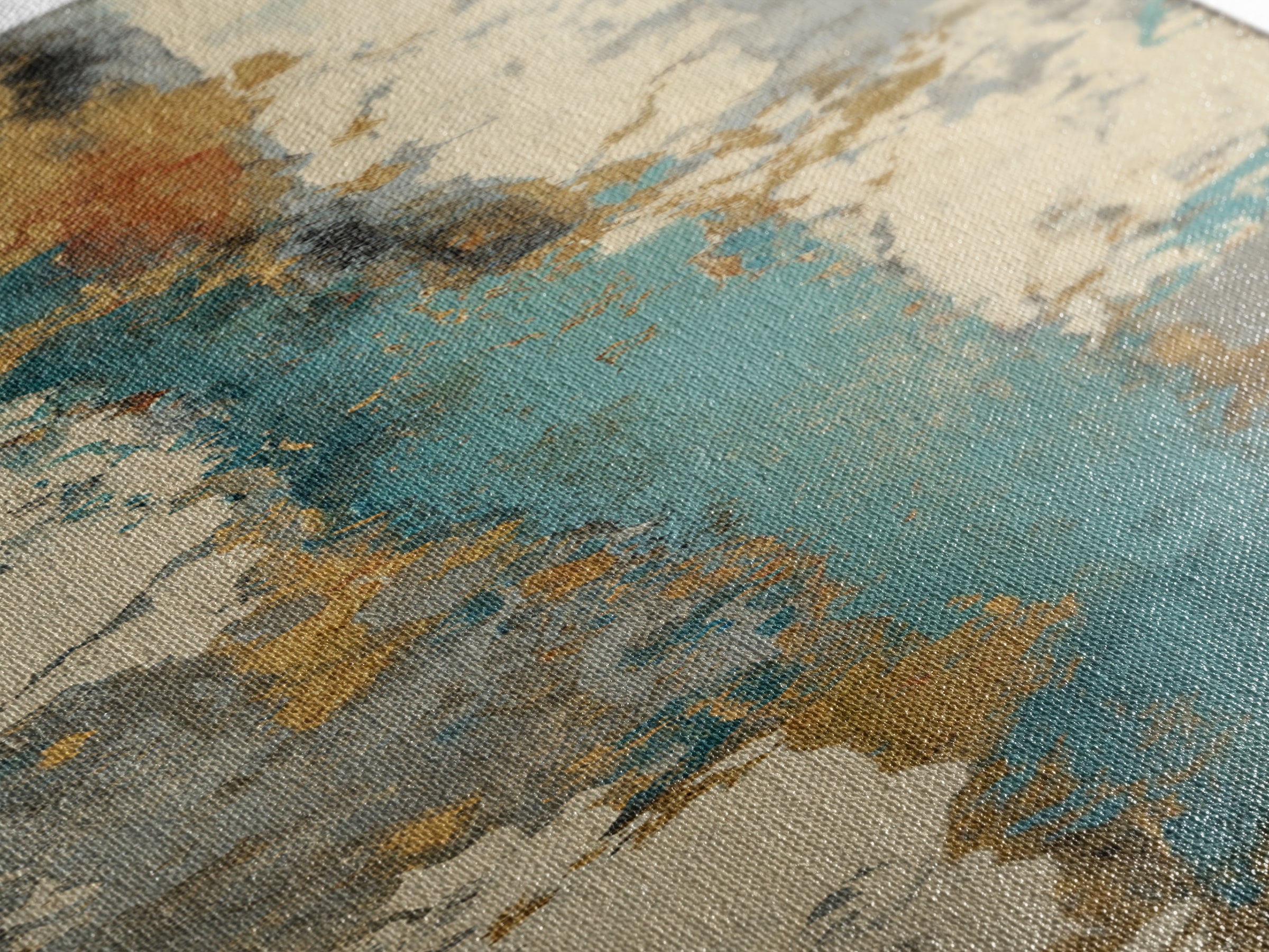 Teal Sofa Era Abstract Pattern Without Furniture Canvas Print, Midcentury Modern Art, Digital Print, Living Room Decor, Retro, MMA-1x3-84
