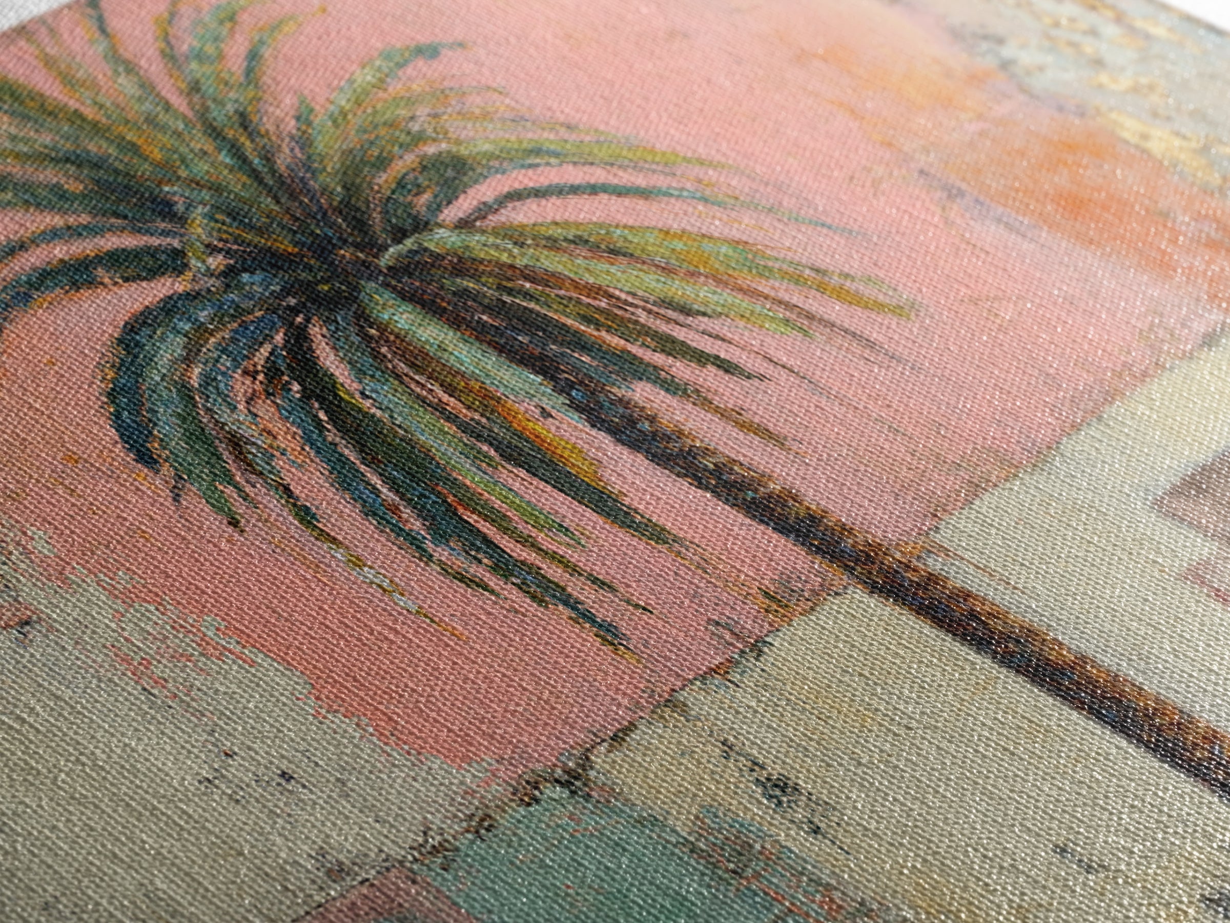 Stylized Palm Tree Framed Canvas Print, Midcentury Modern Art, Wall Decor, Living Room Decor, Fine Art, Retro, Digital Print, MMA-2x1-37