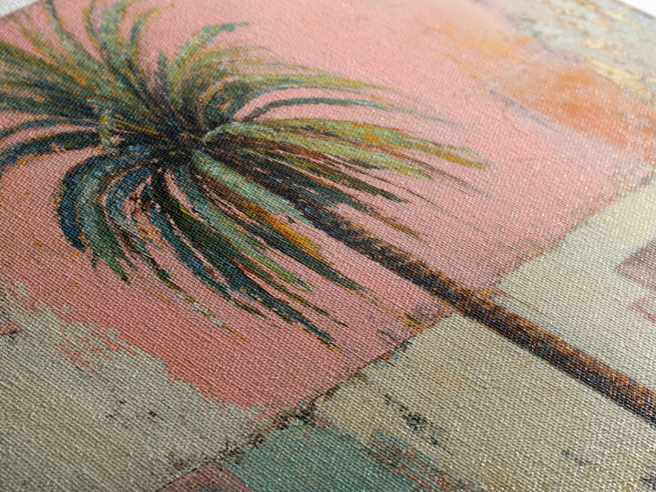 Stylized Palm Tree Framed Canvas Print, Midcentury Modern Art, Wall Decor, Living Room Decor, Fine Art, Retro, Digital Print, MMA-2x1-37