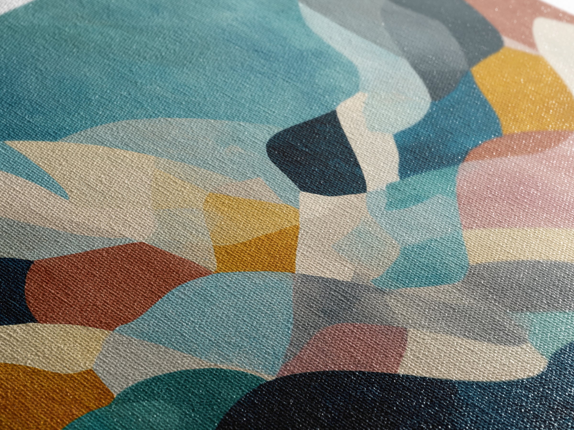 Teal Sofa Era Abstract Pattern Without Furniture Canvas Print, Midcentury Modern Art, Living Room Decor, Retro, MMA-2x1-44