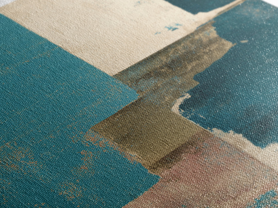 Teal Sofa Era Abstract Pattern Without Furniture Canvas Print, Midcentury Modern Art, Digital Art, Living Room Decor, Retro, MMA-2x3-80