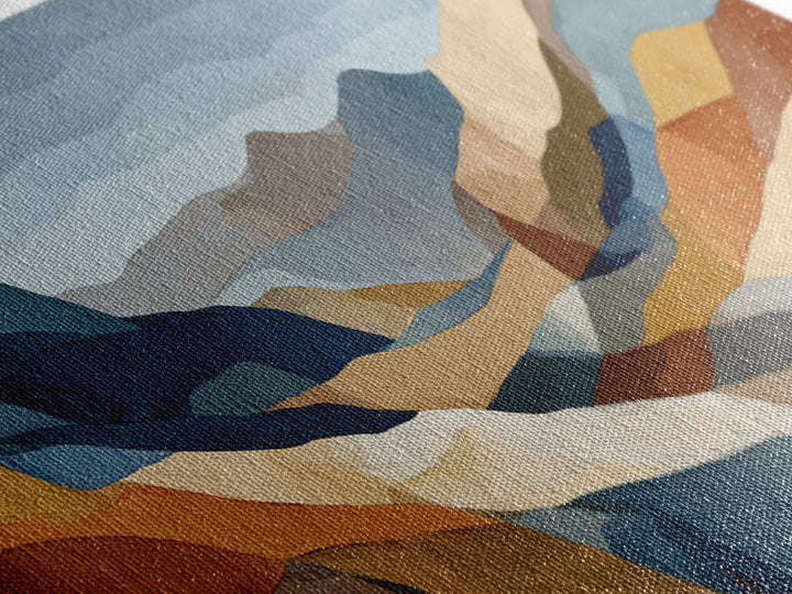 Desert Landscape Reduced to Color Blocks Canvas Print, Midcentury Modern Art, Textured Painting, Living Room Decor, Retro, MMA-3x1-48