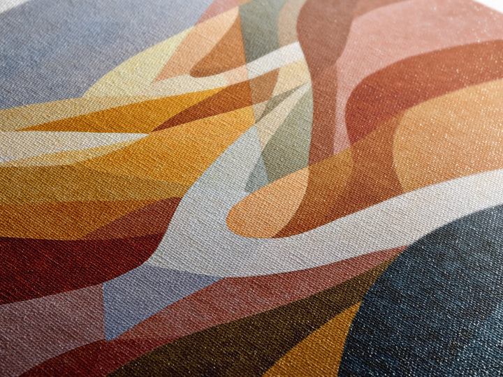 Large Sun and Hill Shapes Canvas Print, Midcentury Modern Art, Abstract Painting, Living Room Decor, Abstract Art, Retro, MMA-3x2-33
