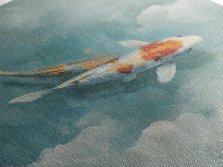Calm Koi Fish Swimming Through Clear Water Canvas Print, Medical Office Art, Brain Poster, Office Decor, Oil Painting, Calm, MOA-1x1-22