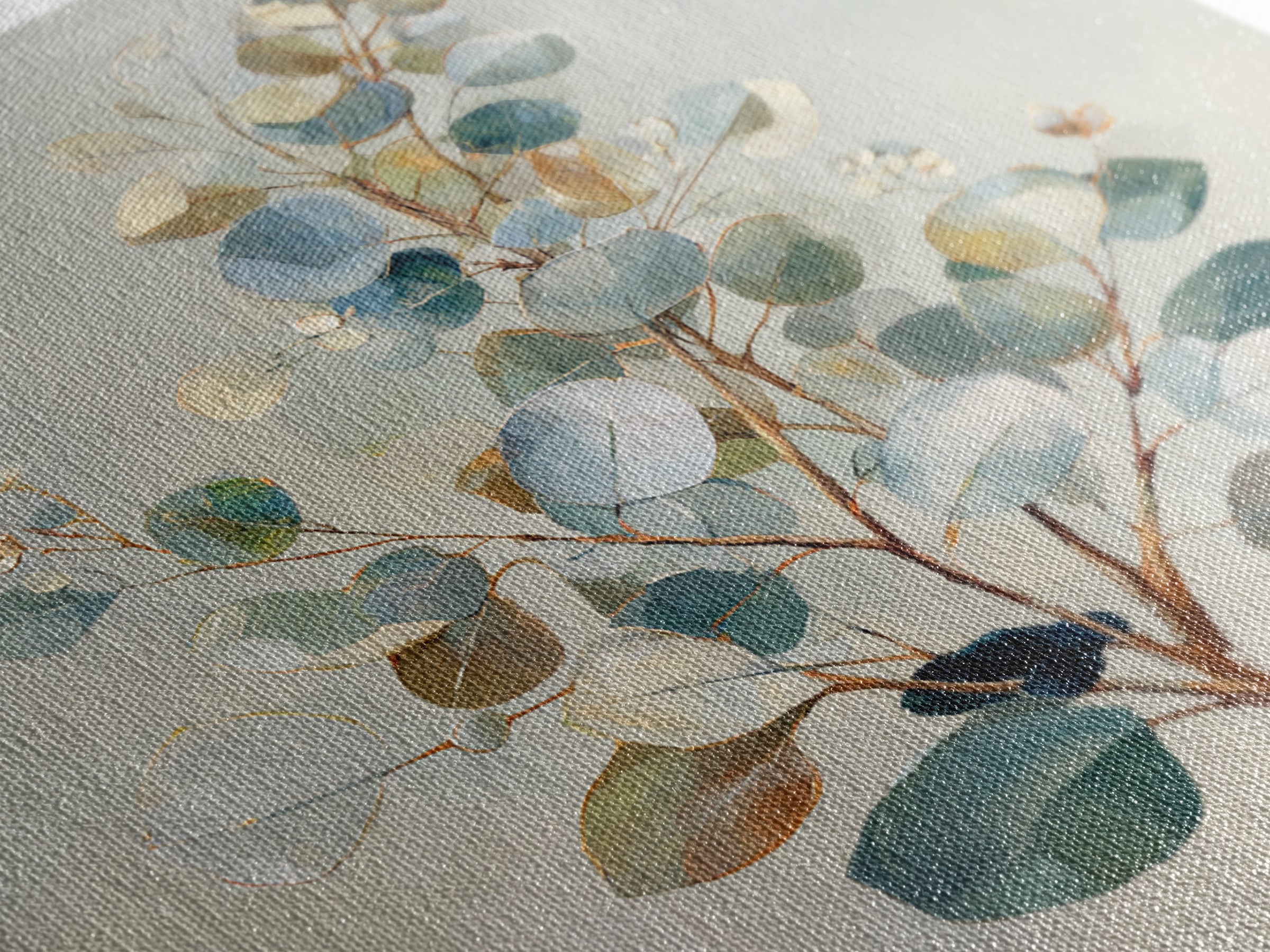 Botanical Eucalyptus Branch Framed Canvas Print, Medical Office Art, Medical Decor, Office Decor, Oil Painting, Calm, MOA-1x1-27