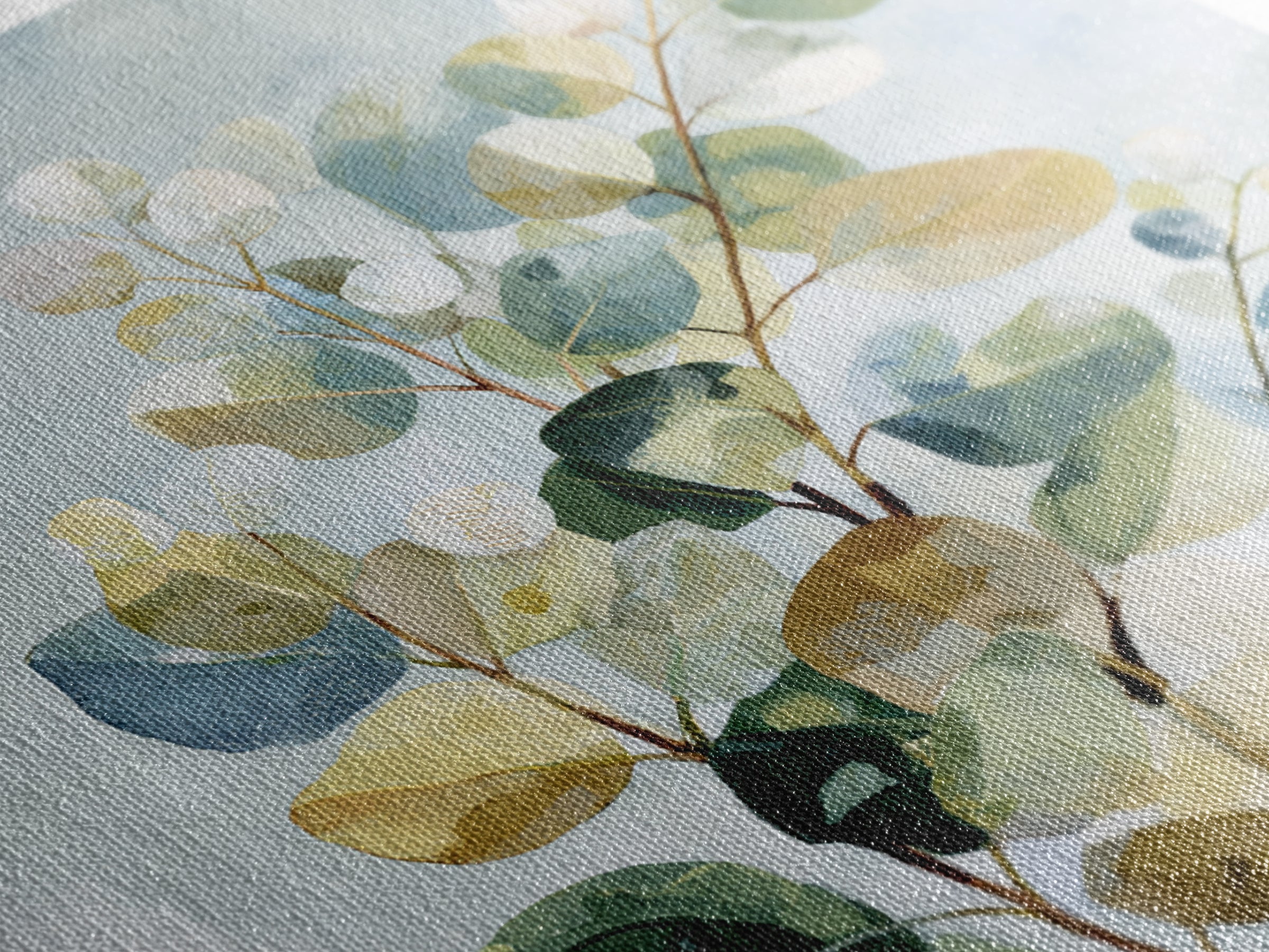 Botanical Eucalyptus Branch Canvas Print, Medical Office Art, Teal Wall Art, Office Decor, Fine Art, Calm, Anatomy Art, MOA-1x1-3