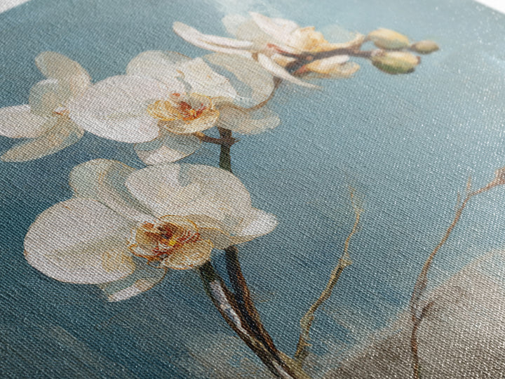 White Orchid on Gray Stone Surface Canvas Print, Medical Office Art, School Nurse Art, Office Decor, Oil Painting, Calm, MOA-1x1-30