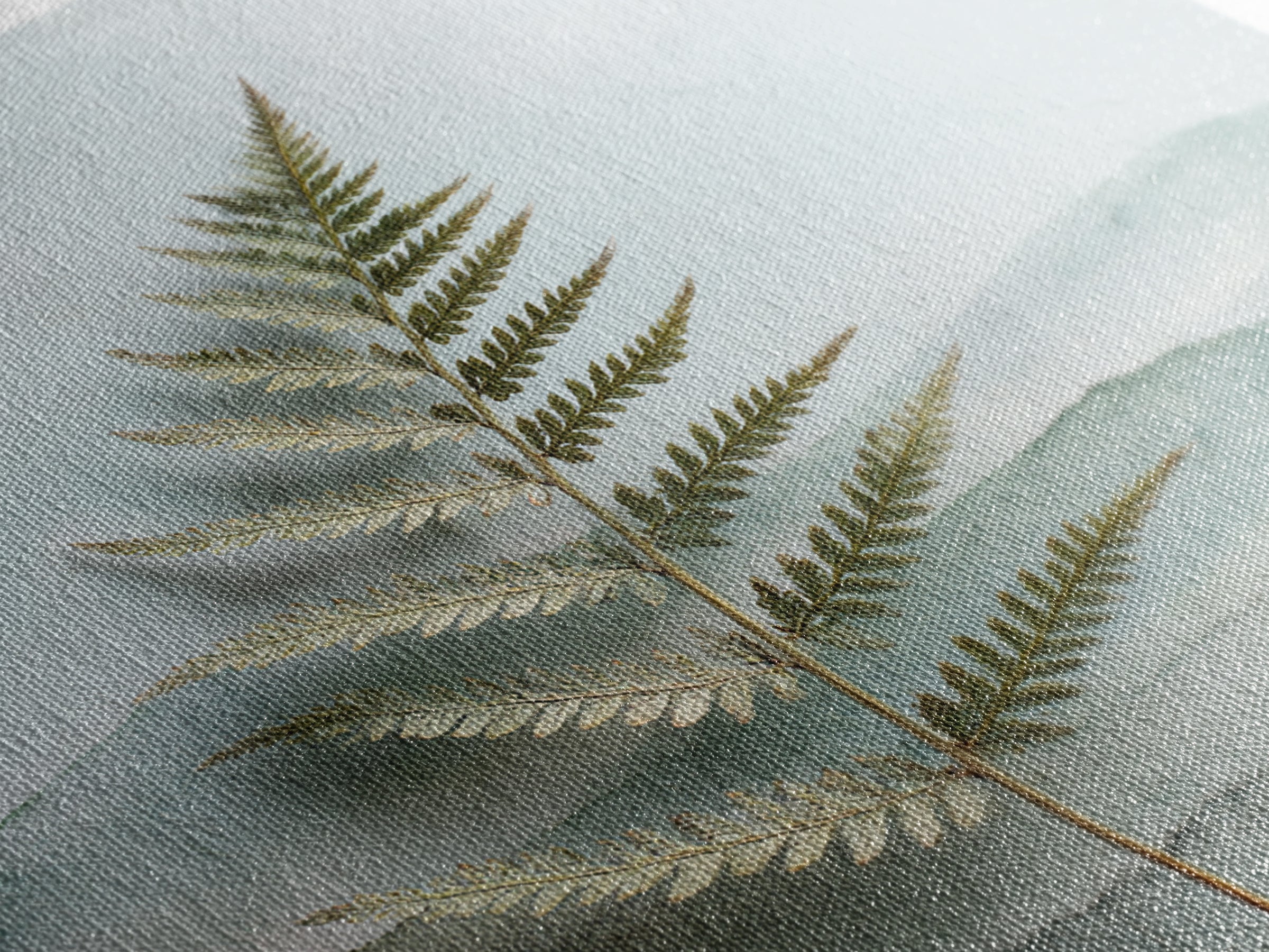 Minimal Green Fern Specimen Framed Canvas Print, Medical Office Art, Teal Wall Art, Office Decor, Fine Art, Calm, Anatomy Art, MOA-1x1-56