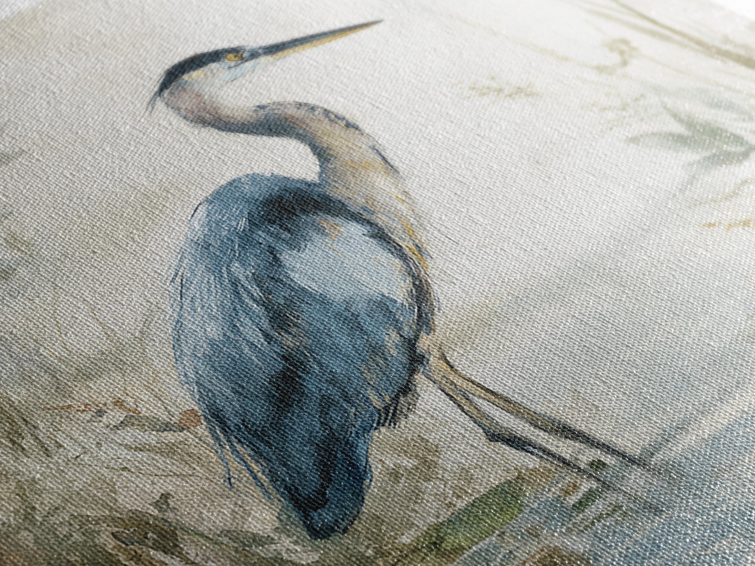 Blue Heron Standing Framed Canvas Print, Medical Office Art, Nurse Wall Art, Office Decor, Fine Art, Calm, Room Decor, MOA-1x1-62