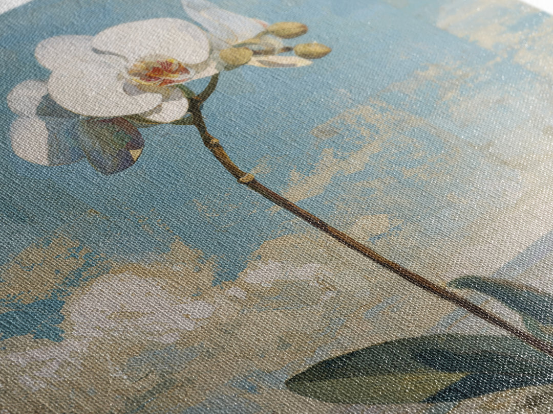 White Orchid on Gray Stone Surface Framed Canvas Print, Medical Office Art, Gallery Decor, Office Decor, Fine Art, Calm, MOA-1x1-78