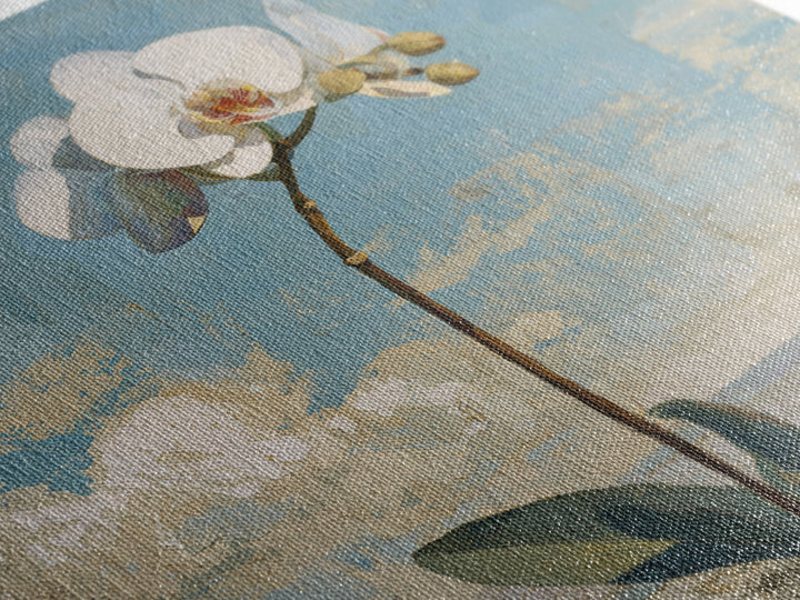 White Orchid on Gray Stone Surface Framed Canvas Print, Medical Office Art, Gallery Decor, Office Decor, Fine Art, Calm, MOA-1x1-78