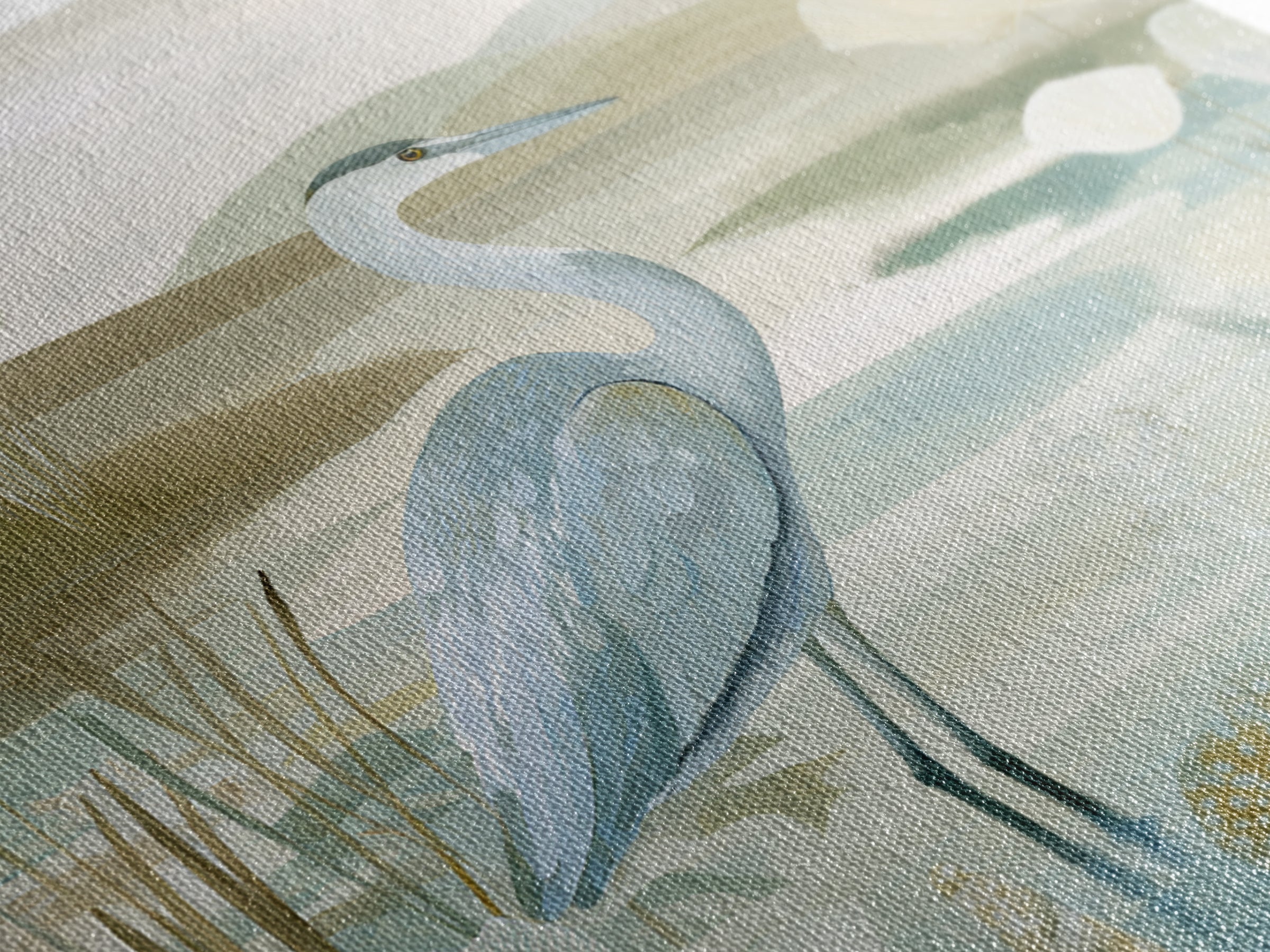 Blue Heron Standing Canvas Print, Medical Office Art, Modern Decor, Office Decor, Fine Art, Calm, Home Decor, Wall Decor, MOA-1x1-86