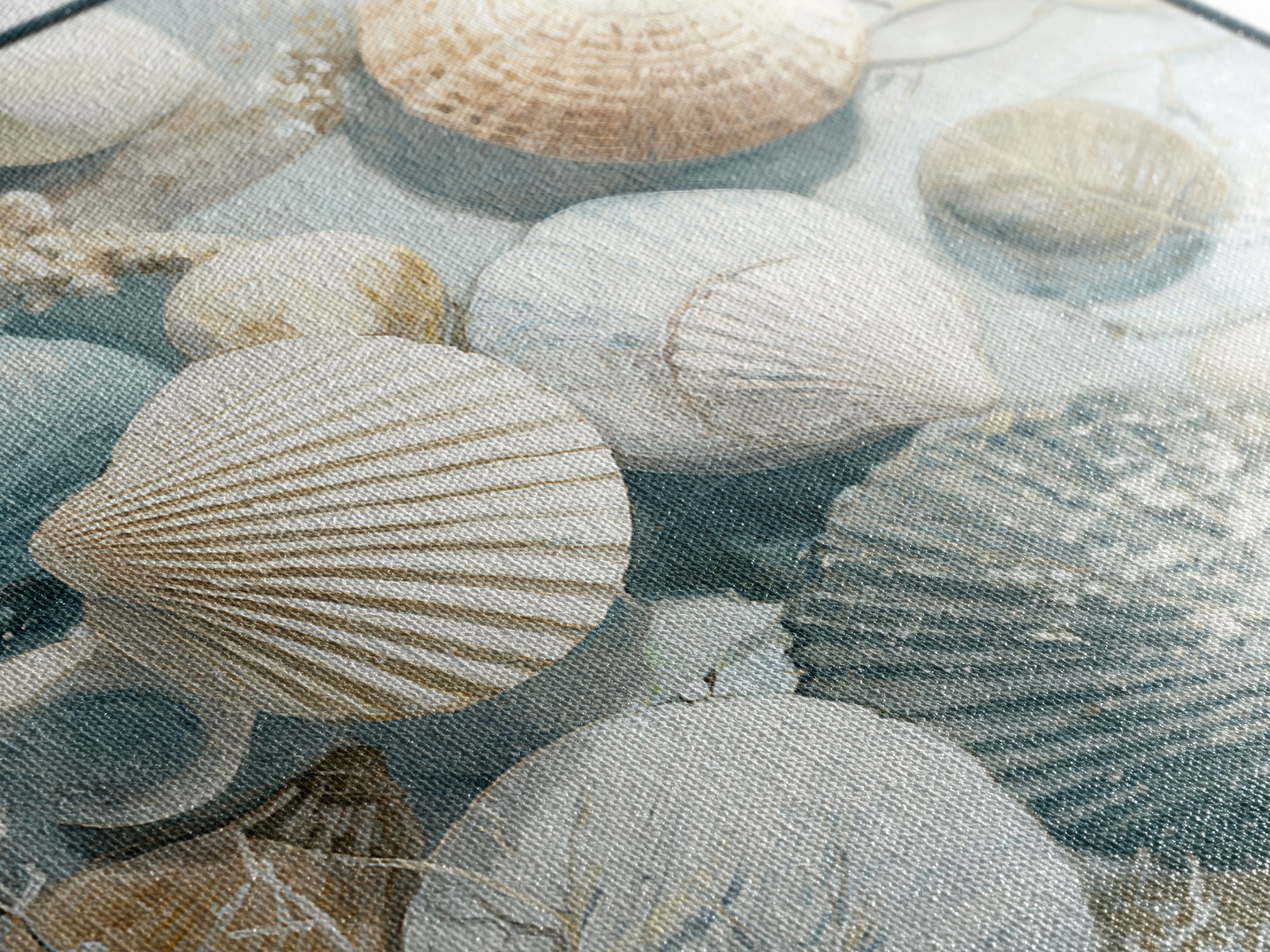 Coastal Shells and Water Study Canvas Print, Medical Office Art, Science Art, Office Decor, Fine Art, Calm, Textured Painting, MOA-1x1-92