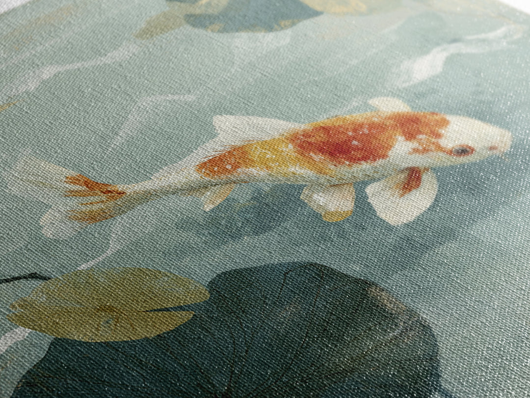 Calm Koi Fish Swimming Through Clear Water Canvas Print, Medical Office Art, Neuroscience Art, Office Decor, Fine Art, Calm, MOA-1x1-94