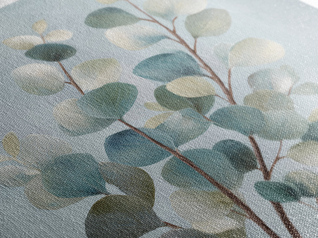 Botanical Eucalyptus Branch Canvas Print, Medical Office Art, Wall Art, Office Decor, Oil Painting, Calm, Printable Card, MOA-1x1-99