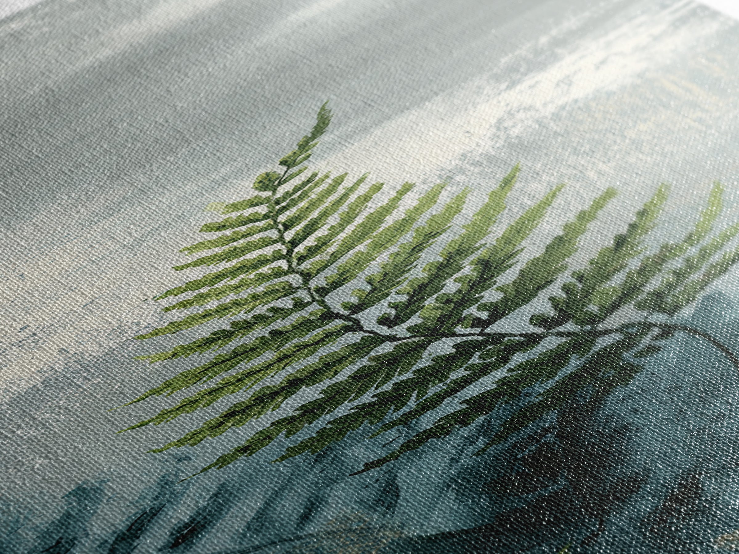 Minimal Green Fern Specimen Framed Canvas Print, Medical Office Art, Luxury Decor, Office Decor, Calm, Digital Wall Art, MOA-1x3-20