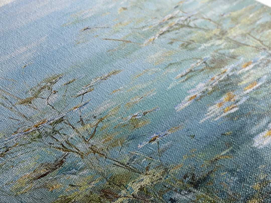 Sunlit Meadow with Wildflowers and Calm Mood Framed Canvas Print, Medical Office Art, Office Decor, Oil Painting, Calm, MOA-1x3-24