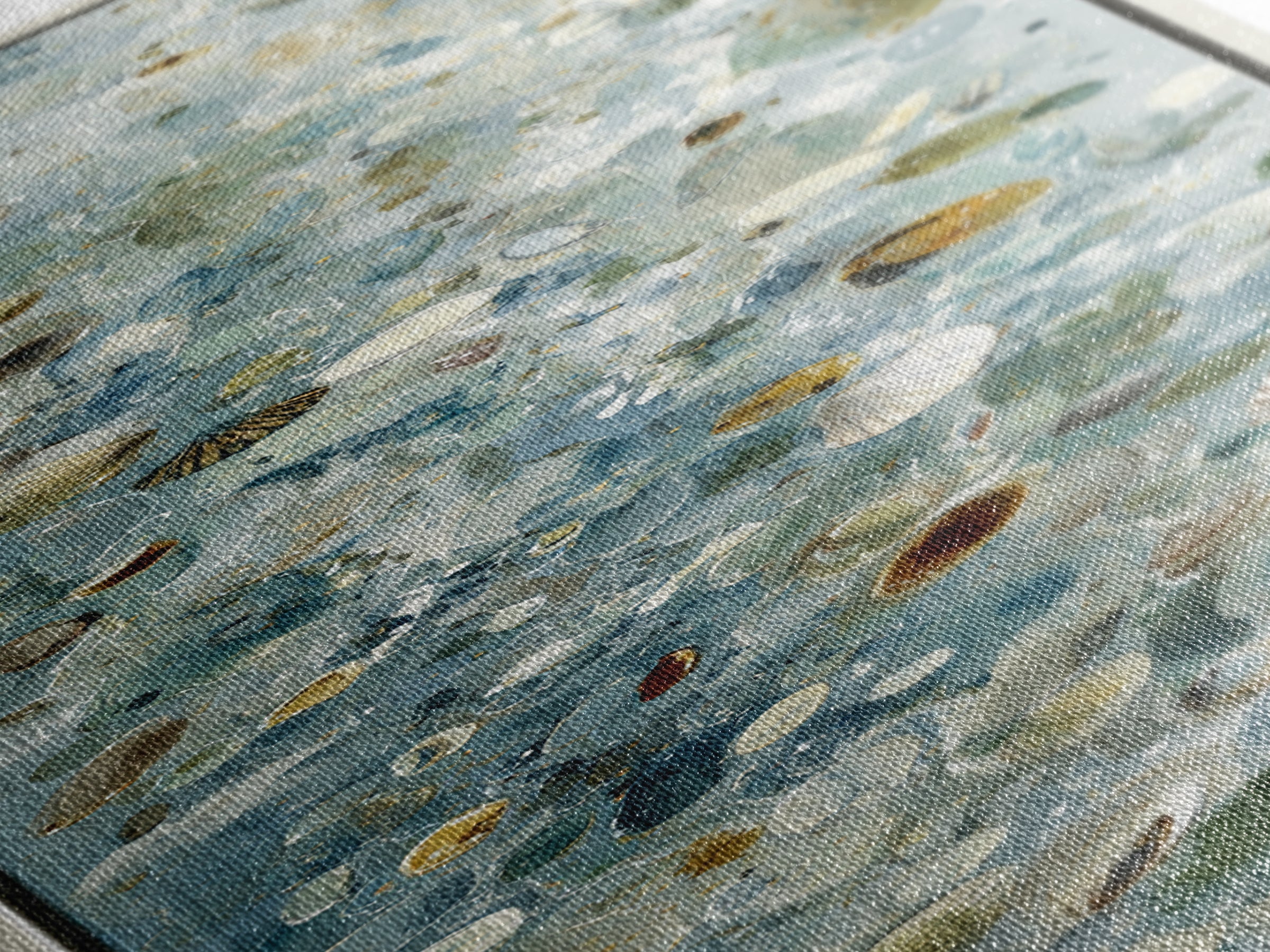 Coastal Shells and Water Study Canvas Print, Medical Office Art, Textured Painting, Office Decor, Calm, Minimalist Art, MOA-1x3-32