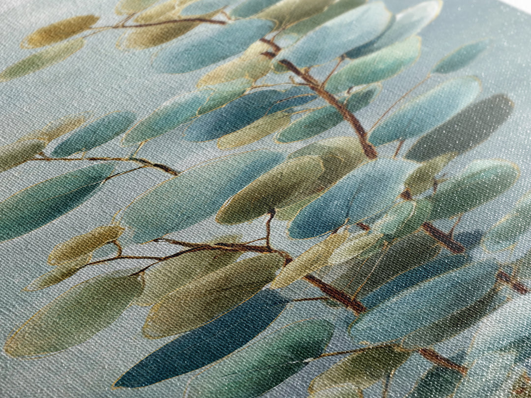 Botanical Eucalyptus Branch Canvas Print, Medical Office Art, Printable Art, Office Decor, Oil Painting, Calm, Medical Wall Art, MOA-1x3-39