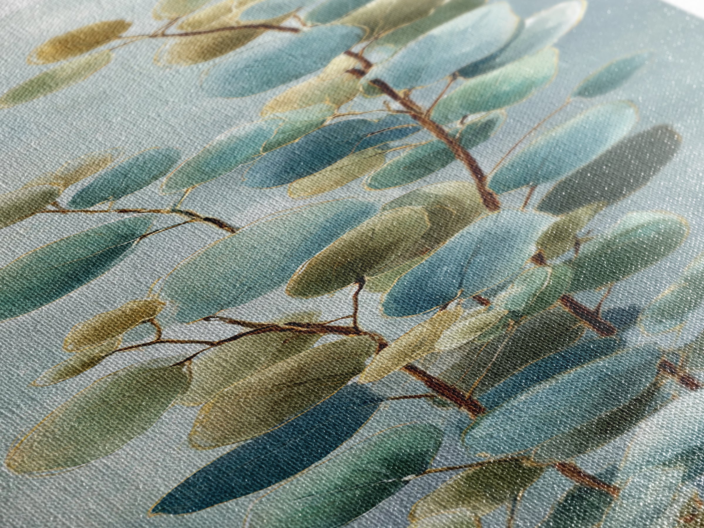 Botanical Eucalyptus Branch Canvas Print, Medical Office Art, Printable Art, Office Decor, Oil Painting, Calm, Medical Wall Art, MOA-1x3-39
