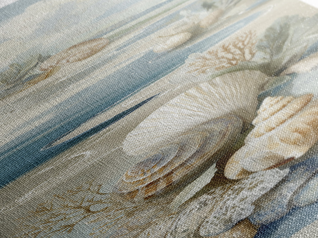 Coastal Shells and Water Study Canvas Print, Medical Office Art, Medical Student Gift, Office Decor, Calm, Anatomy Poster, MOA-1x3-56