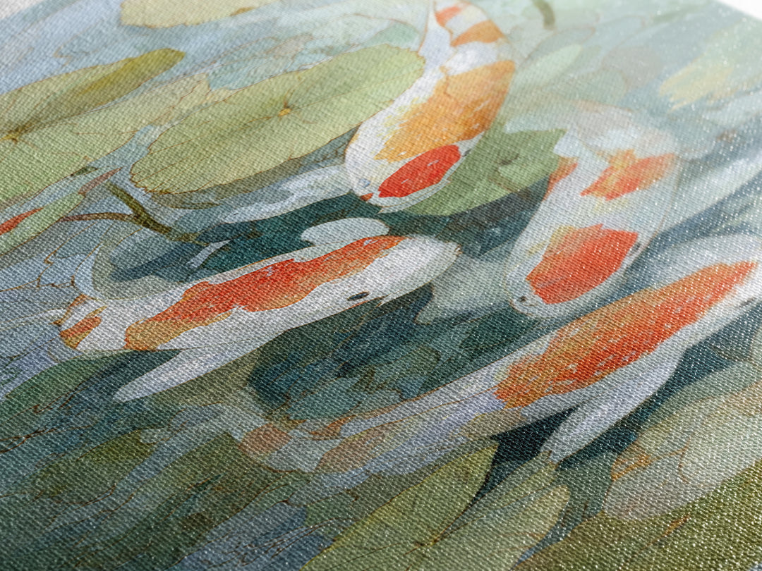 Calm Koi Fish Swimming Through Clear Water Framed Canvas Print, Medical Office Art, School Nurse Art, Office Decor, MOA-1x3-58