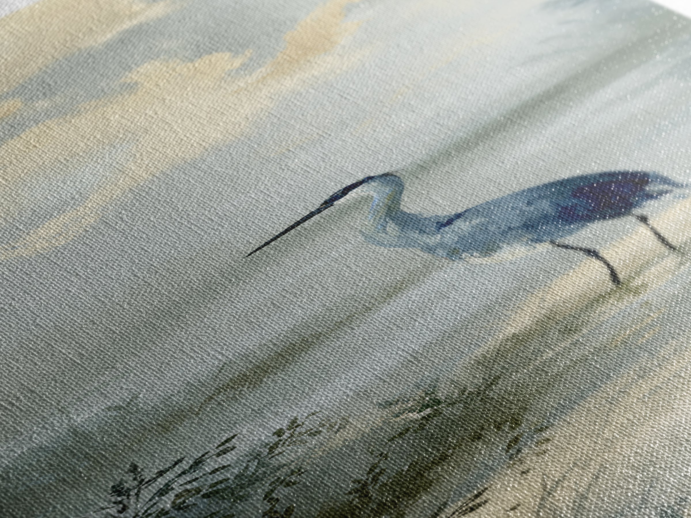 Blue Heron Standing Canvas Print, Medical Office Art, Statement Artwork, Office Decor, Fine Art, Calm, Digital Art, MOA-1x3-98
