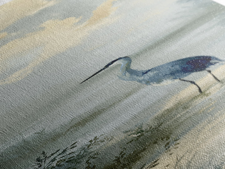 Blue Heron Standing Canvas Print, Medical Office Art, Statement Artwork, Office Decor, Fine Art, Calm, Digital Art, MOA-1x3-98