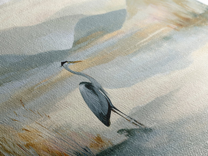 Blue Heron Standing Framed Canvas Print, Medical Office Art, Art Print, Office Decor, Calm, Printable Art, Minimalist Art, MOA-2x1-34