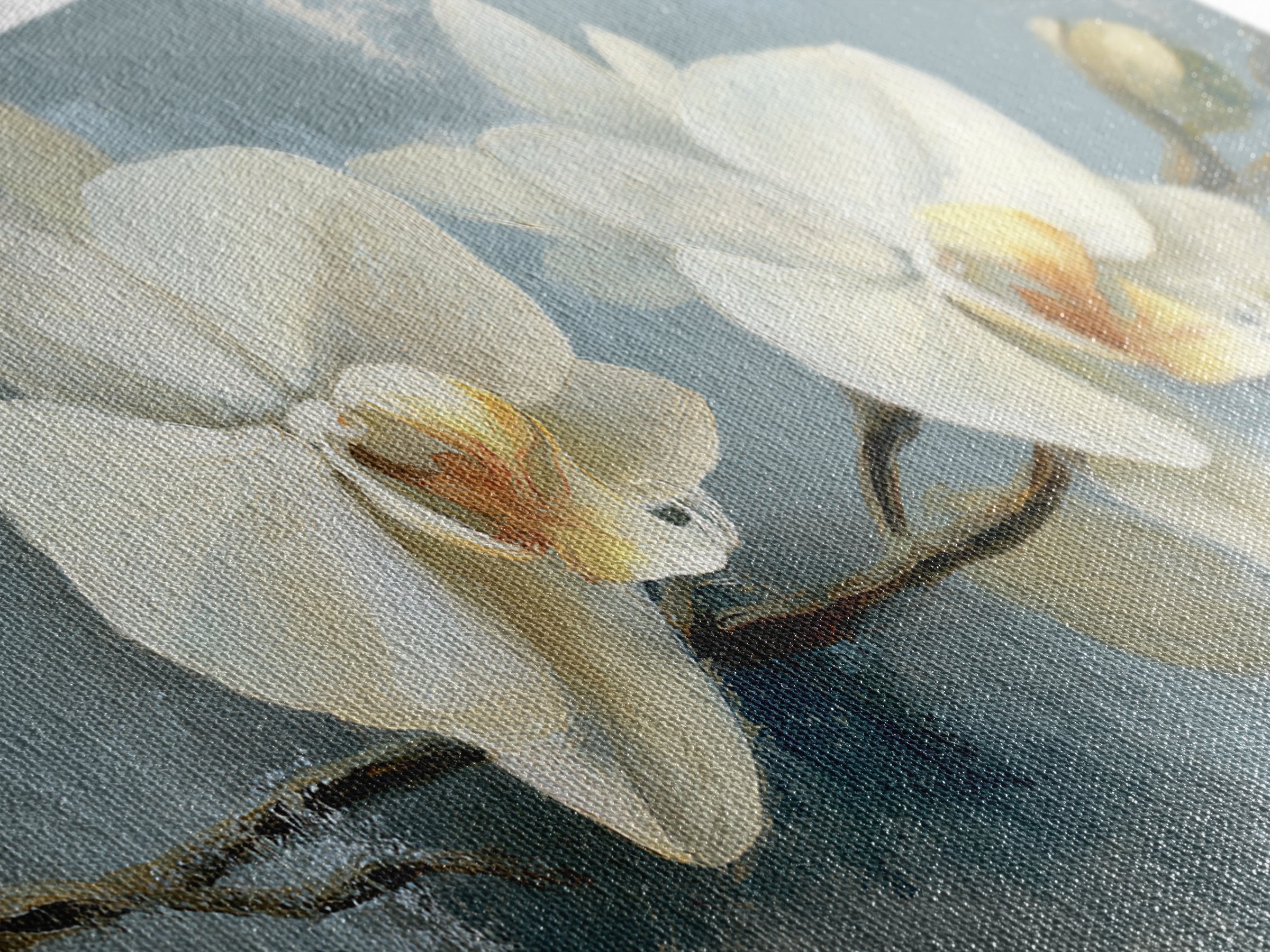 White Orchid on Gray Stone Surface Framed Canvas Print, Medical Office Art, Minimalist Decor, Office Decor, Fine Art, Calm, MOA-2x1-50