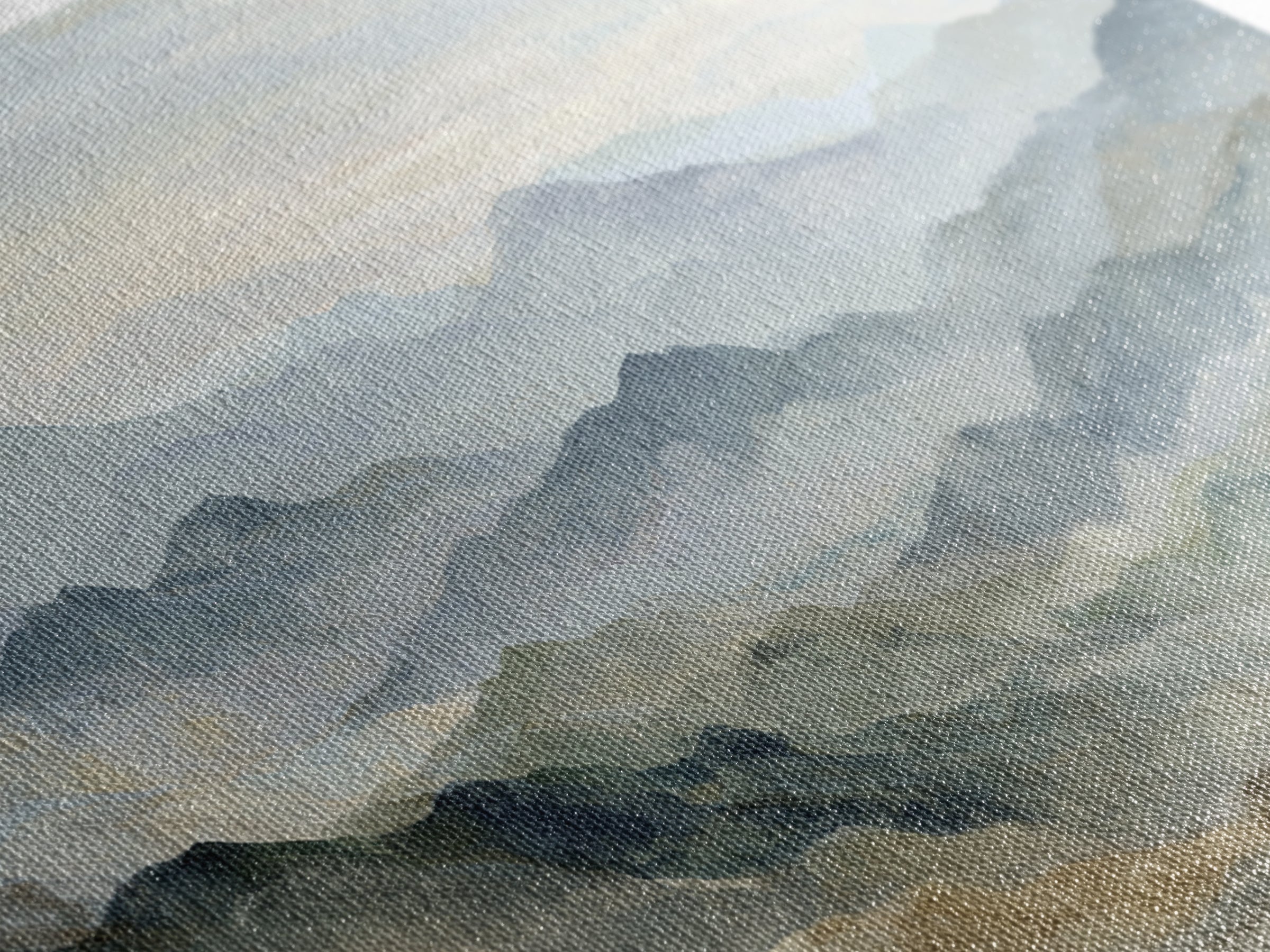 Soft Mountain Landscape Canvas Print, Medical Office Art, Digital Art, Office Decor, Oil Painting, Calm, Medical Decor, MOA-2x1-70