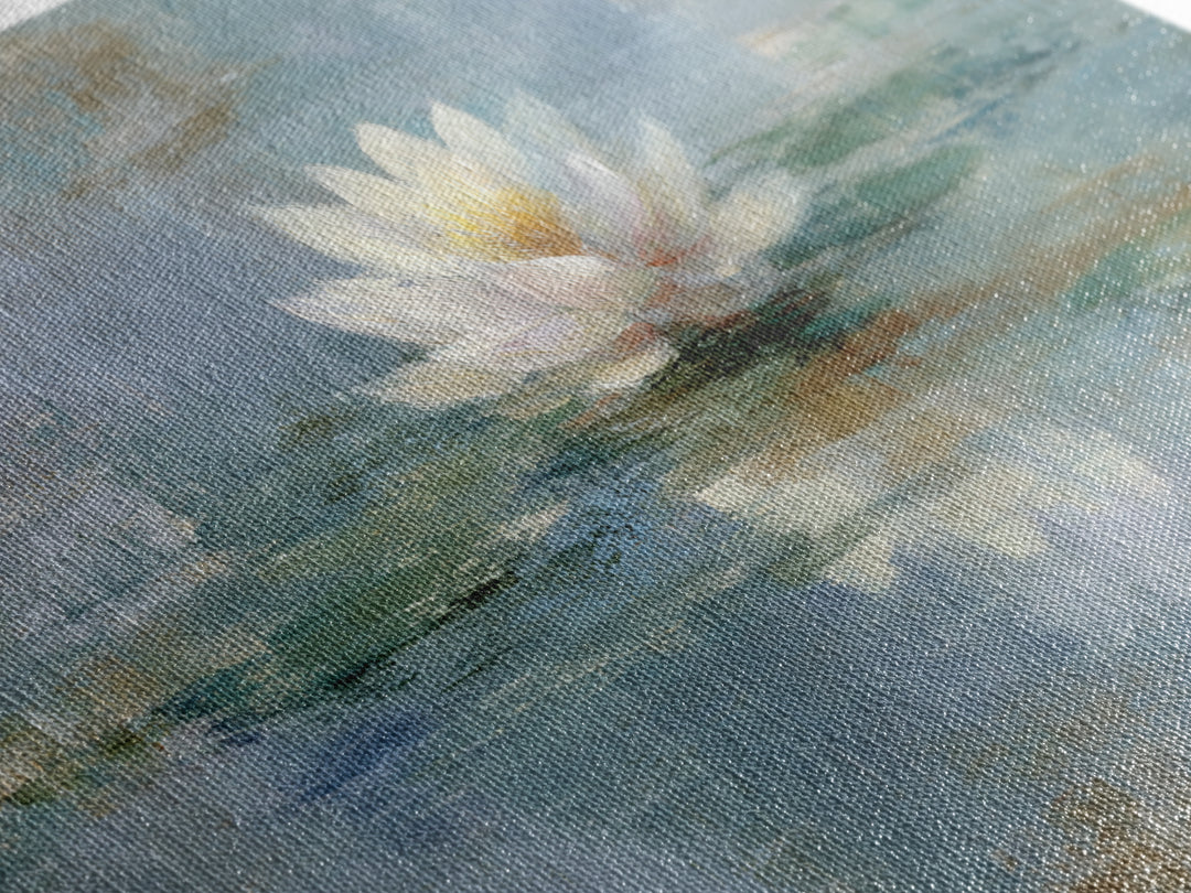 Lotus Flower Floating on Still Water Framed Canvas Print, Medical Office Art, School Nurse Art, Office Decor, Watercolor Art, MOA-2x1-79