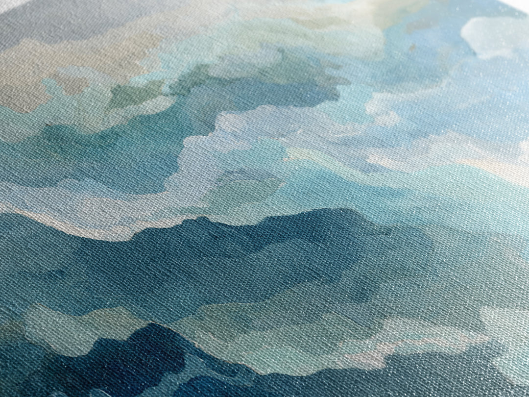 Calming Blue Abstract Canvas Print, Medical Office Art, Animal Art, Office Decor, Abstract Art, Calm, Heart Anatomy Print, MOA-2x1-93