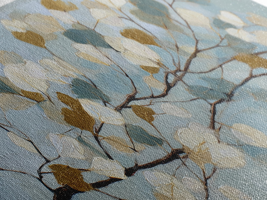 Botanical Eucalyptus Branch Framed Canvas Print, Medical Office Art, Neuroscience Art, Office Decor, Oil Painting, Calm, MOA-2x1-95