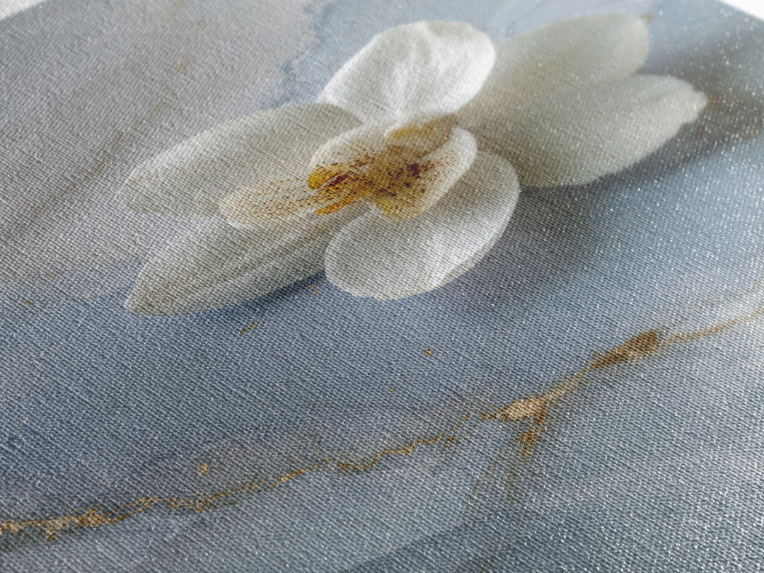 White Orchid on Gray Stone Surface Framed Canvas Print, Medical Office Art, Wall Art, Office Decor, Calm, Printable Card, MOA-2x3-38