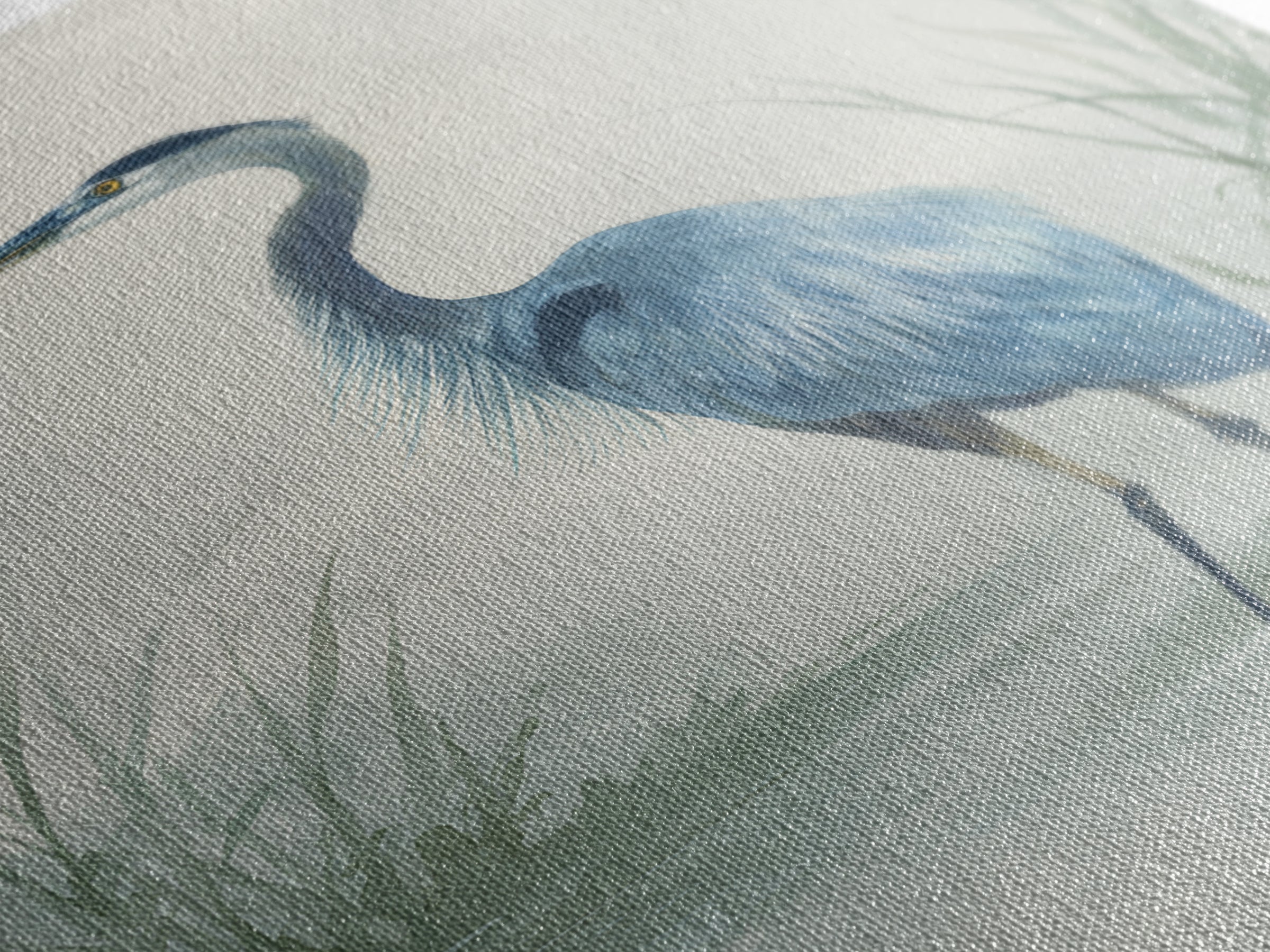 Blue Heron Standing Framed Canvas Print, Medical Office Art, Textured Painting, Office Decor, Fine Art, Calm, Minimalist Art, MOA-2x3-46