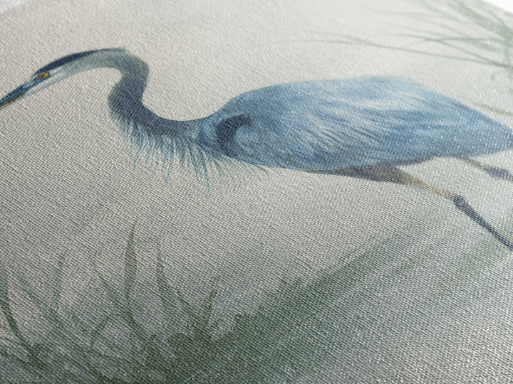 Blue Heron Standing Framed Canvas Print, Medical Office Art, Textured Painting, Office Decor, Fine Art, Calm, Minimalist Art, MOA-2x3-46