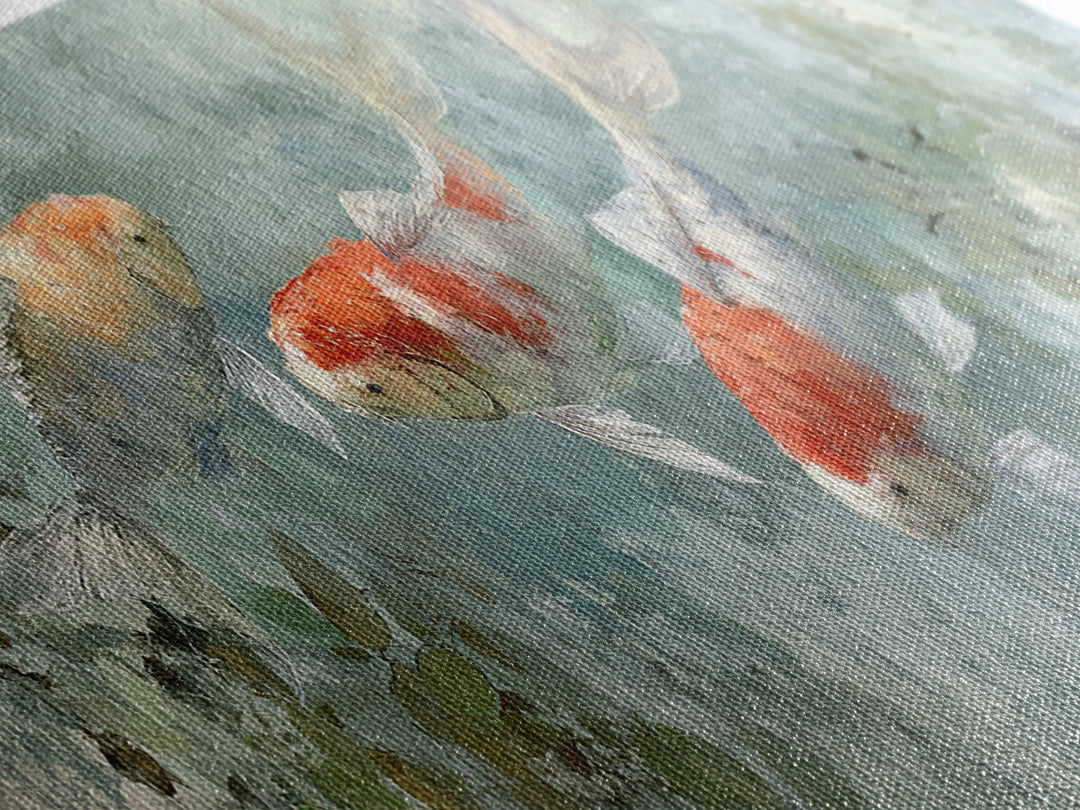 Calm Koi Fish Swimming Through Clear Water Canvas Print, Medical Office Art, Neuroscience Art, Office Decor, Fine Art, Calm, MOA-3x1-14