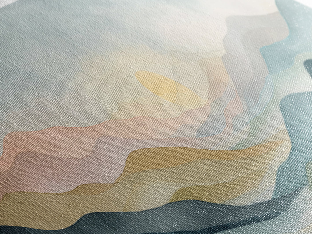 Minimal Sunrise over Rounded Hills Framed Canvas Print, Medical Office Art, Science Art, Office Decor, Fine Art, Calm, MOA-3x1-15