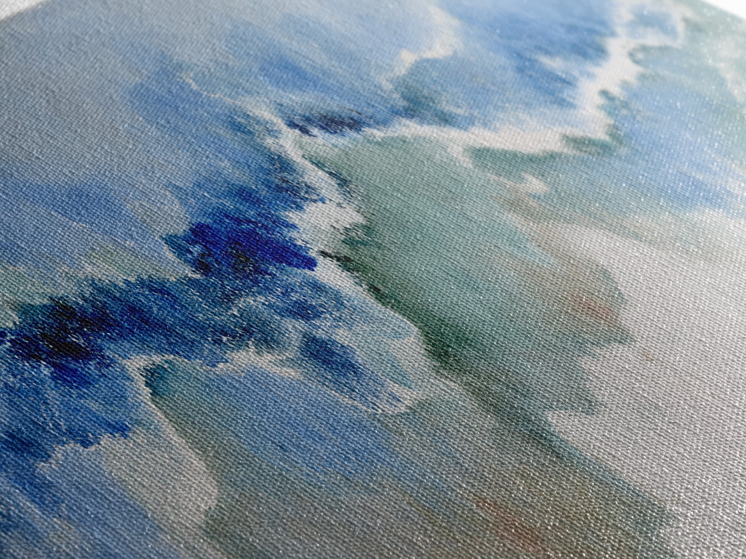 Calming Blue Abstract Canvas Print, Medical Office Art, Brain Art, Office Decor, Abstract Art, Calm, Boho Decor, MOA-3x1-65