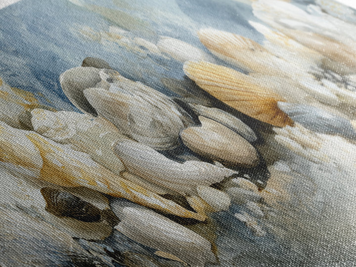 Coastal Shells and Water Study Framed Canvas Print, Medical Office Art, Digital Art, Office Decor, Calm, Medical Decor, MOA-3x1-84