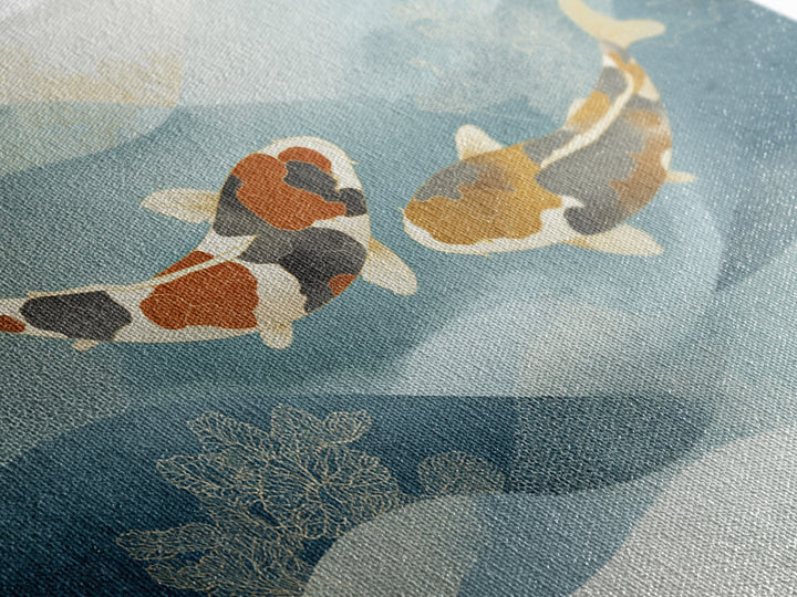 Calm Koi Fish Swimming Through Clear Water Canvas Print, Medical Office Art, Teal Wall Art, Office Decor, Watercolor Art, Calm, MOA-3x2-26
