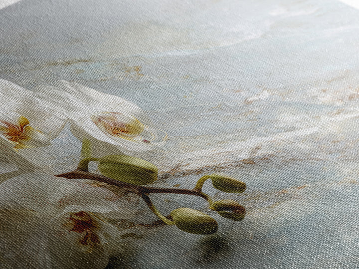 White Orchid on Gray Stone Surface Framed Canvas Print, Medical Office Art, Brain Art, Office Decor, Oil Painting, Calm, MOA-3x2-82
