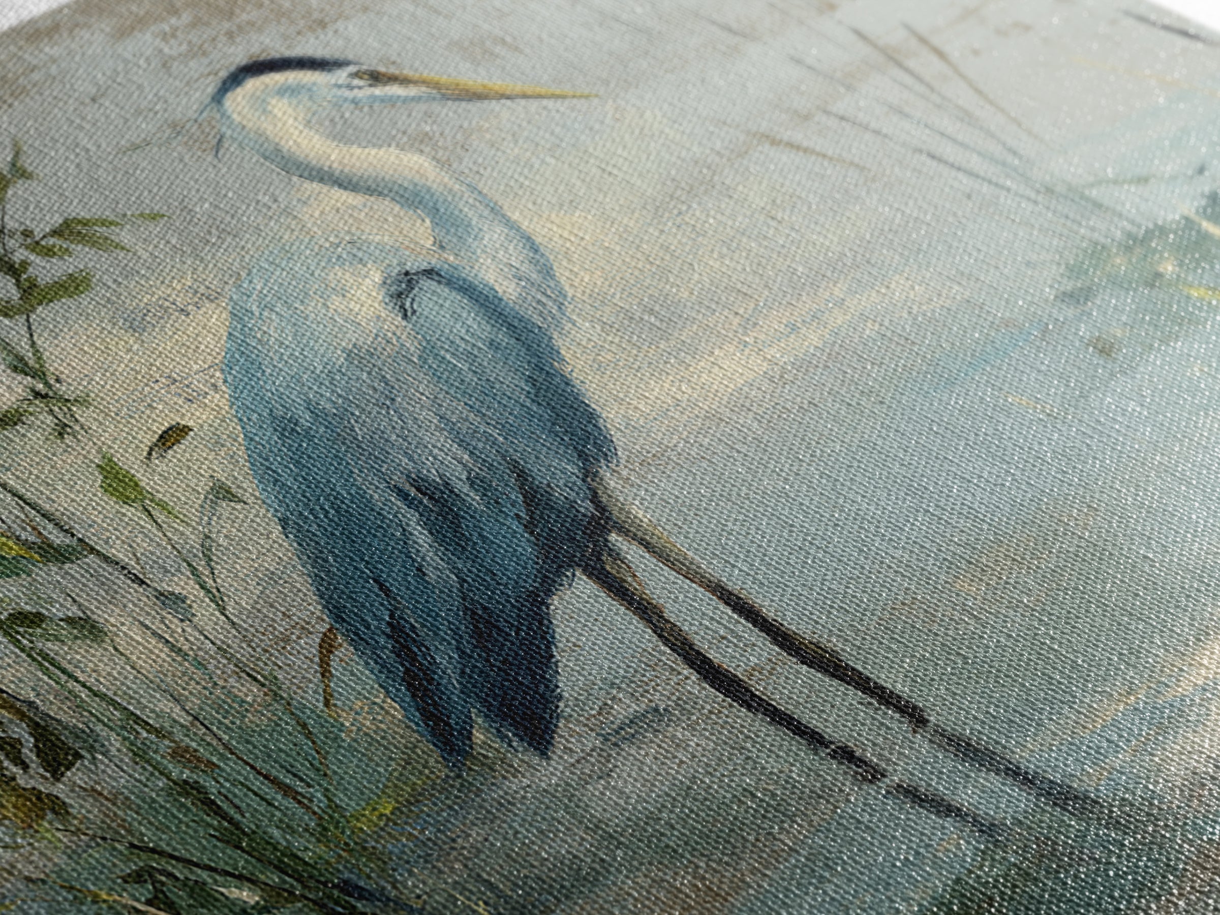Blue Heron Standing Framed Canvas Print, Medical Office Art, Medical Wall Art, Office Decor, Fine Art, Calm, Neutral Decor, MOA-3x2-90