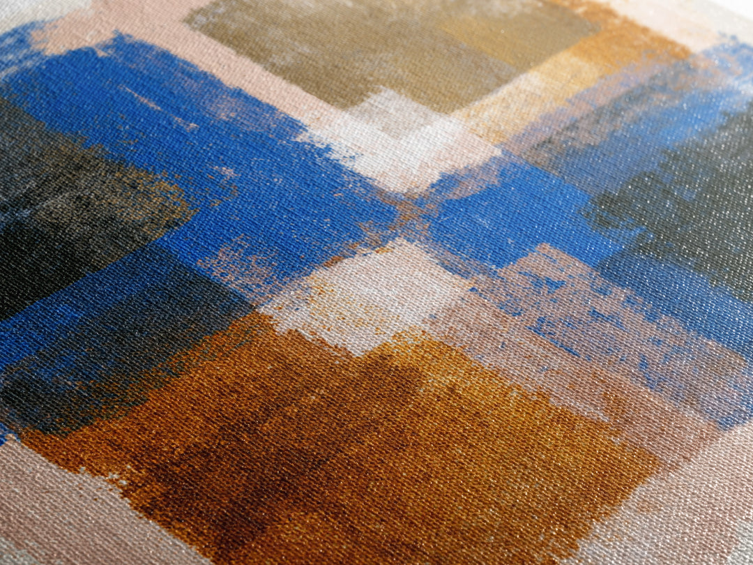 Expressive Brushwork in Cobalt and Rust Canvas Print, Modern Art, Set of 3 Prints, Living Room Decor, Oil Painting, Modern, MOD-1x1-30