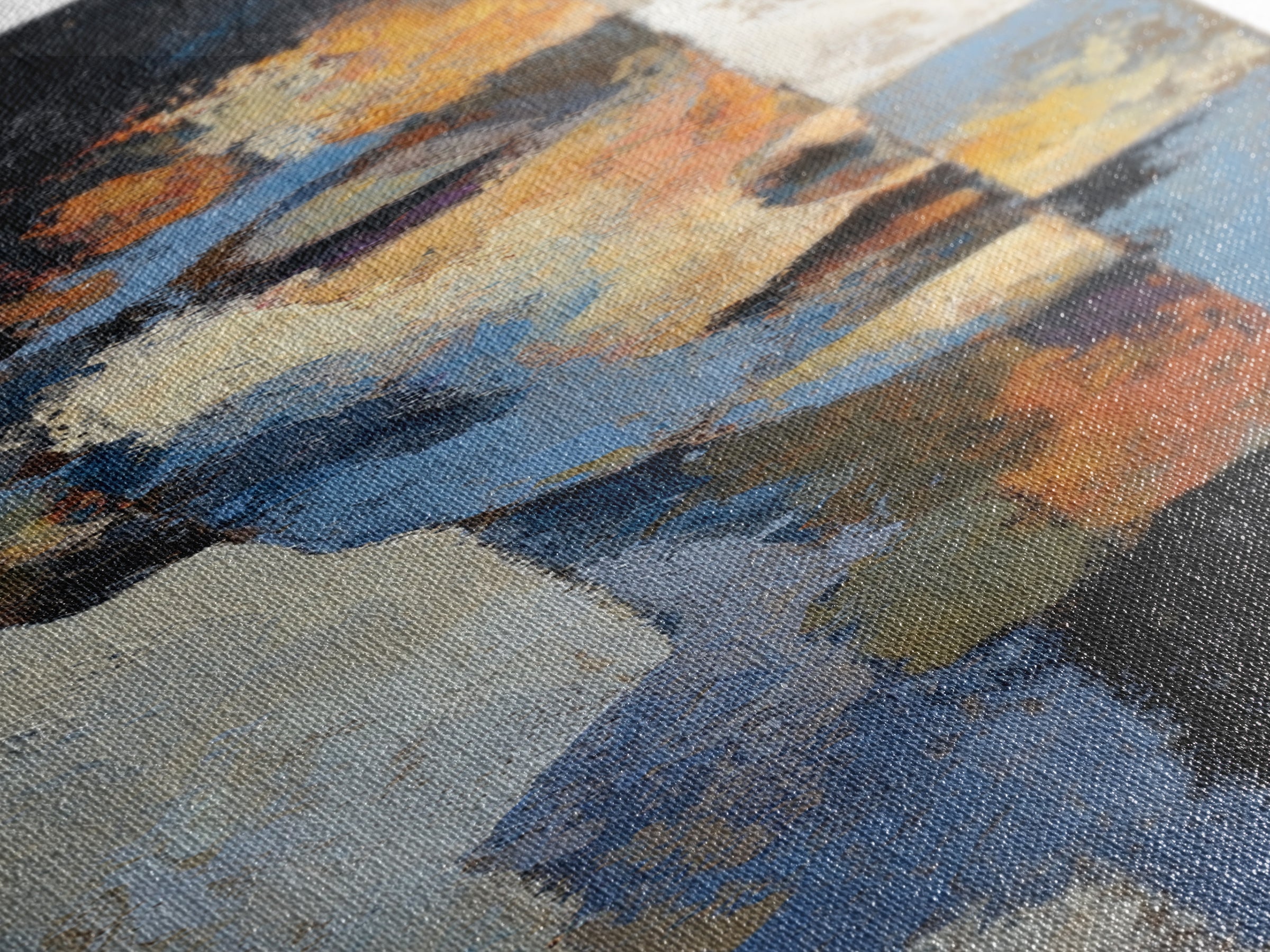 Expressive Brushwork in Cobalt and Rust Canvas Print, Modern Art, Art Print, Living Room Decor, Oil Painting, Modern, MOD-1x3-90