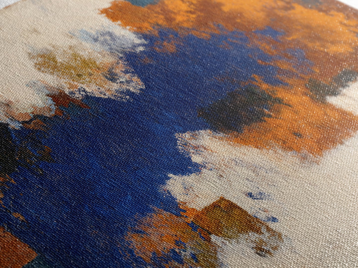 Expressive Brushwork in Cobalt and Rust Framed Canvas Print, Modern Art, Minimalist Decor, Living Room Decor, Fine Art, Modern, MOD-2x1-50