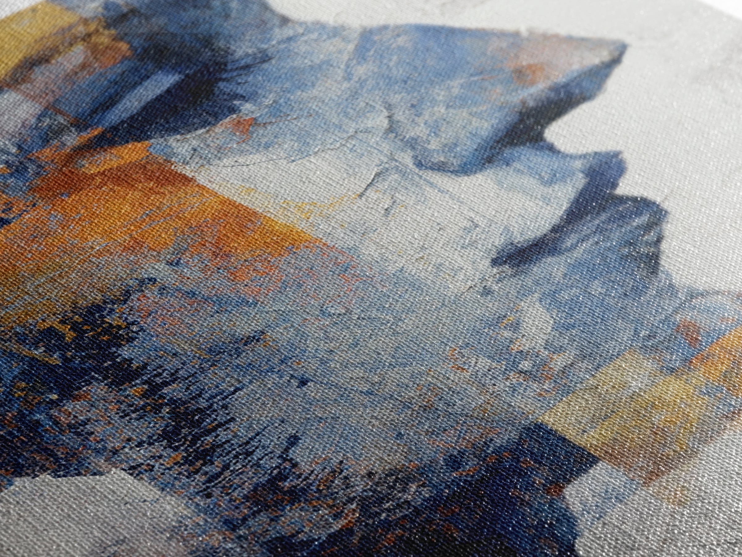 Expressive Brushwork in Cobalt and Rust Canvas Print, Modern Art, Digital Art, Living Room Decor, Abstract Art, Modern, MOD-2x3-86