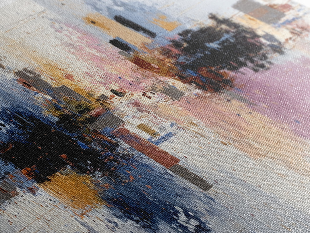 Expressive Brushwork in Cobalt and Rust Canvas Print, Modern Art, Canvas Art, Living Room Decor, Fine Art, Modern, Poster Art, MOD-3x1-46