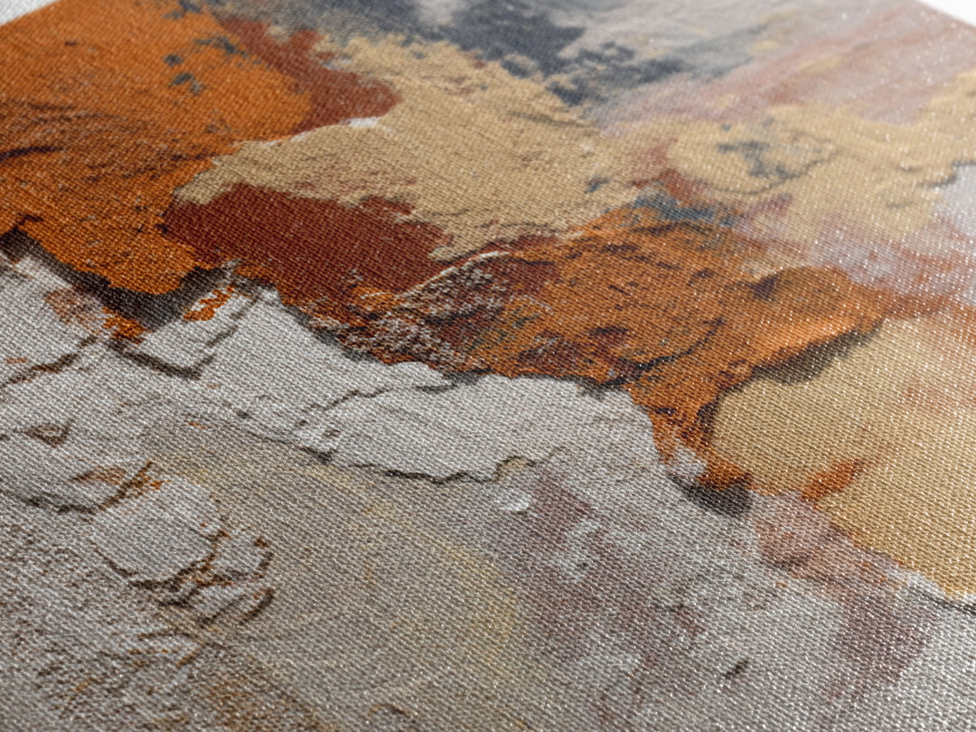 Burnt Orange Canyon Abstraction Framed Canvas Print, Monochrome Art, Textured Painting, Living Room Decor, Oil Painting, Mono, MON-1x1-88